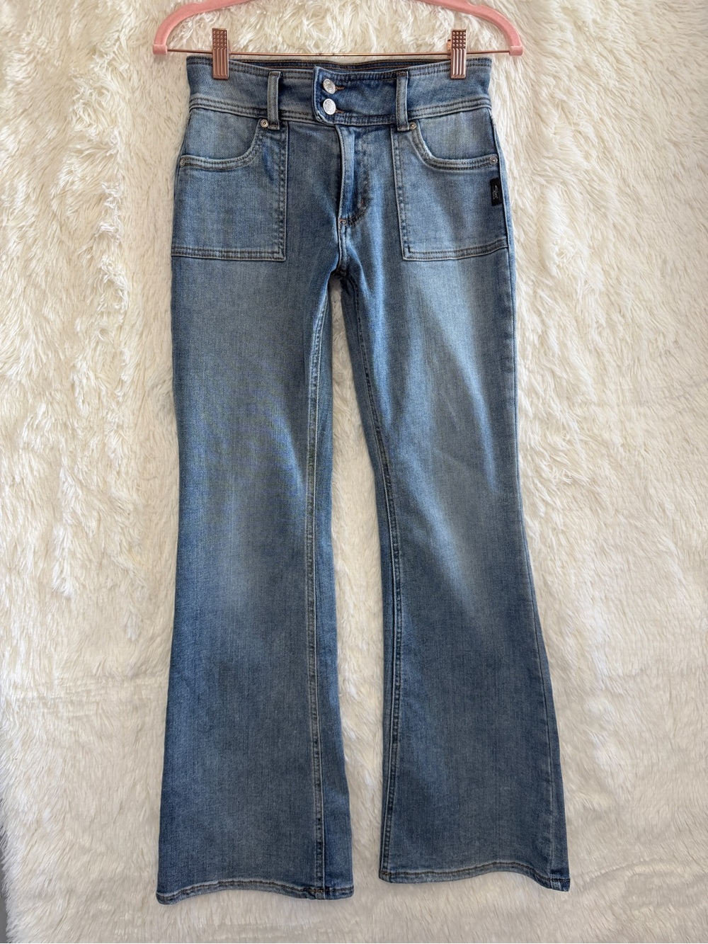 Silver Jeans Womens Boho Be Low Flare Jeans 24 Light Wash Retro Y2K 70s Western